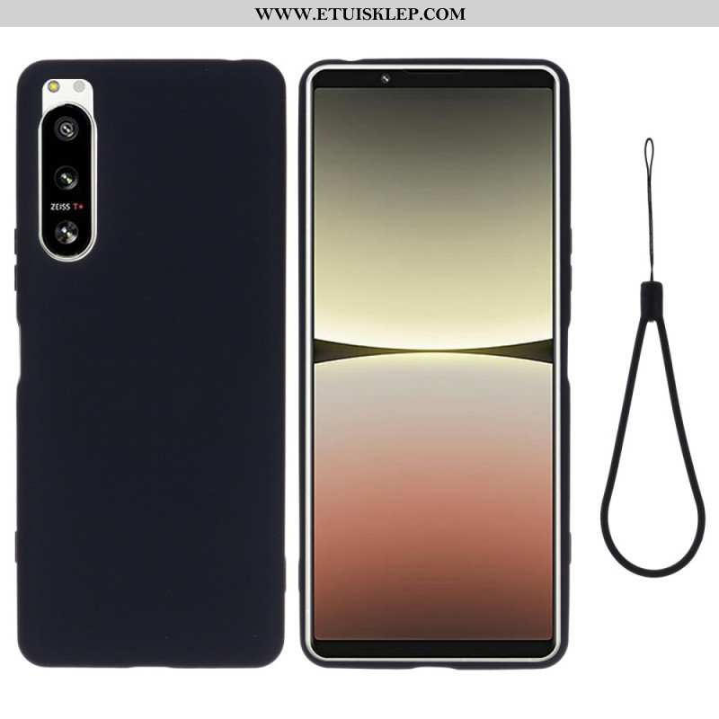 Etui do Sony Xperia 5 IV z Łańcuch Płynny Silikon W Paski